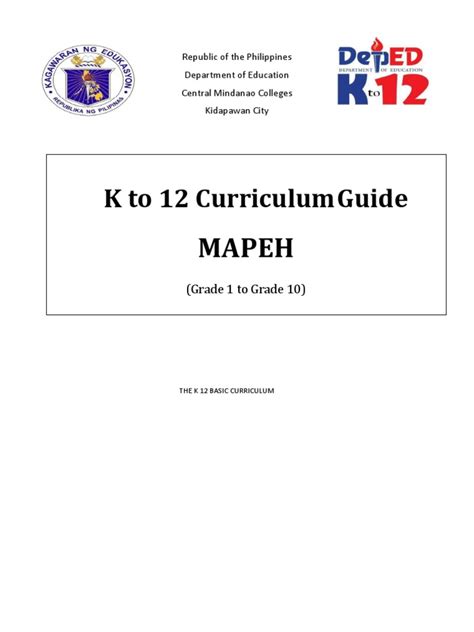 curriculum guide in mapeh pdf|(PDF) K to 12 Curriculum Guide HEALTH .